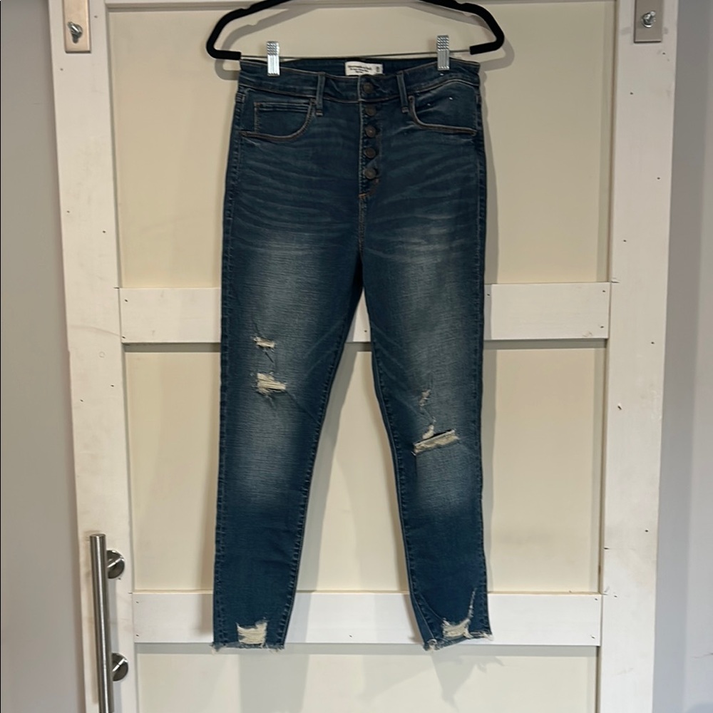 Abercrombie & Fitch Women's Distressed Blue Jeans